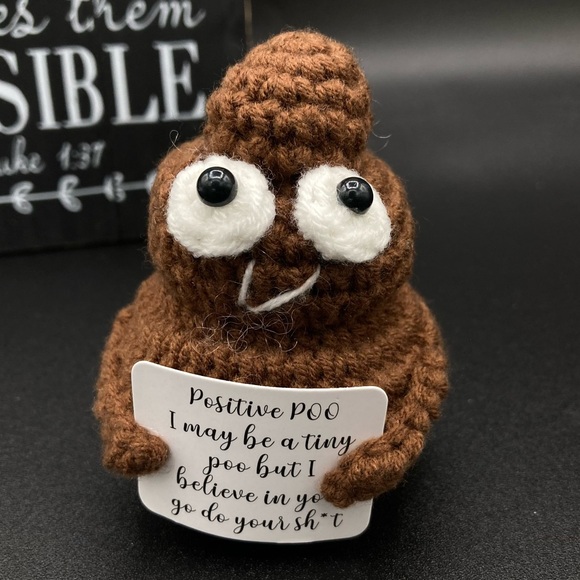 Other - New Brown Crochet handmade knit Positive poop encouraging silly gift with stand